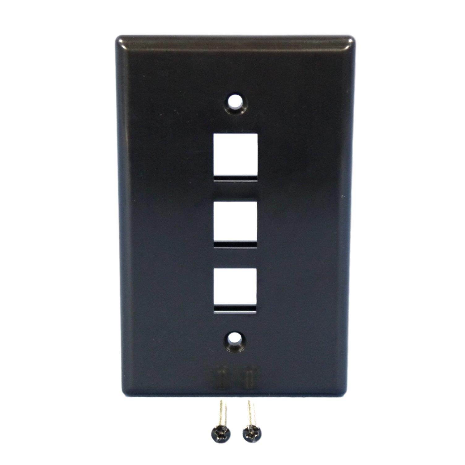 Cooper Wiring Devices 5530BK-MSP 3 Port Flush Modular Wallplate, Black