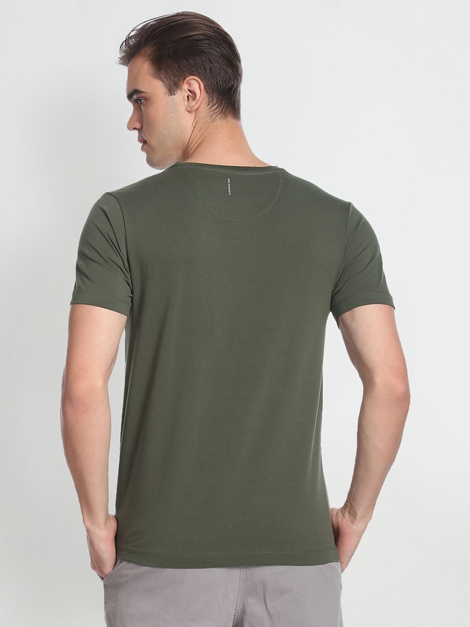 Arrow New York Green Regular Fit Printed Crew T-Shirt
