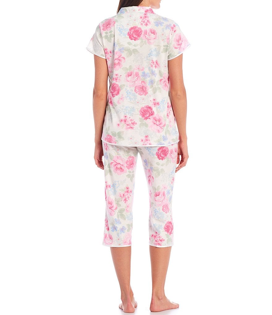 Miss Elaine Petite Cottonessa Floral Print Knit Coordinating Pajama Set