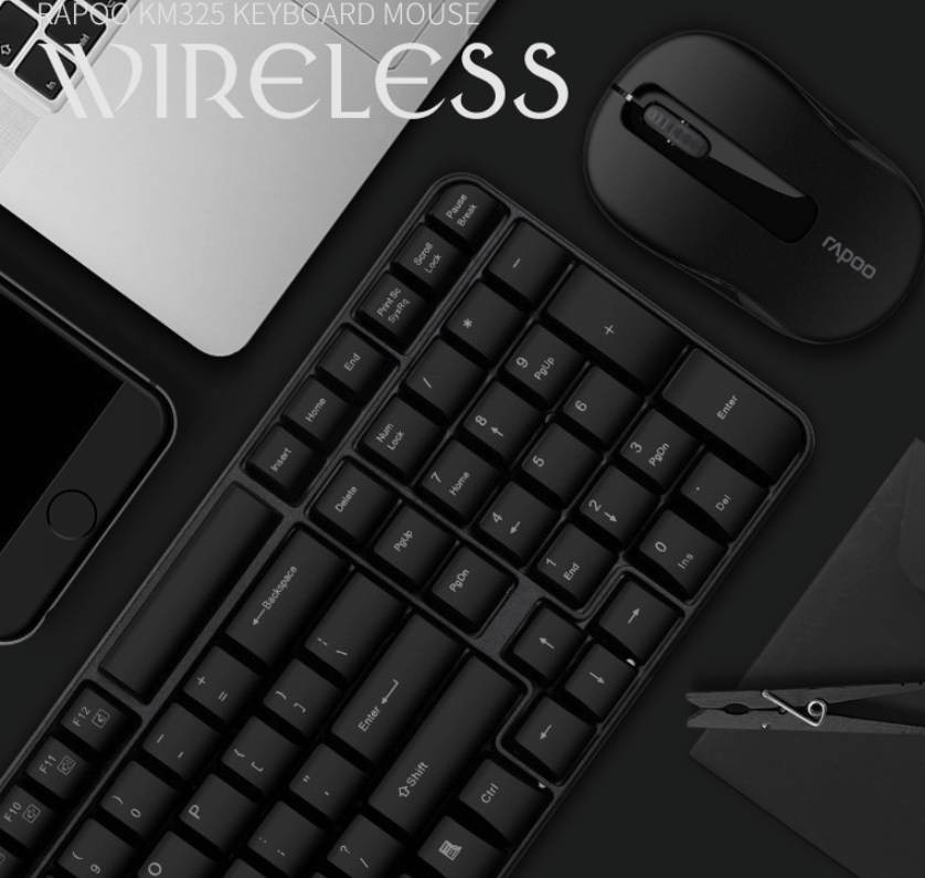 Rapoo KM325  Ergonomic Design, Cool Exterior Ultra-thin, and Slim Waterproof 2.4GHz Wireless Power-saving SilentTyping Keyboard And Mouse Combo For Office And Game - White