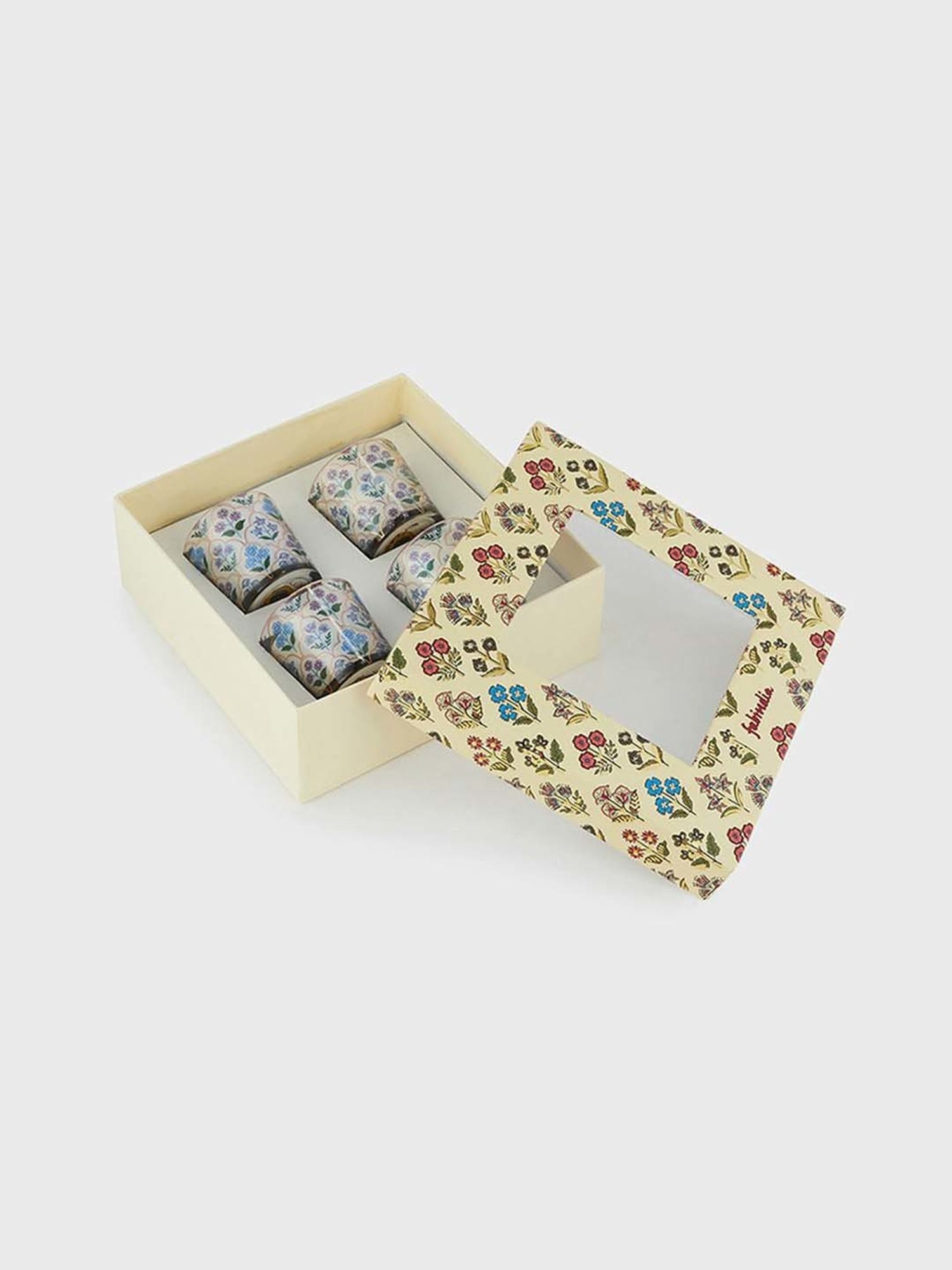 Fabindia Home Tuhi Multicolor Glass Votive Candle Holder - Set of 4