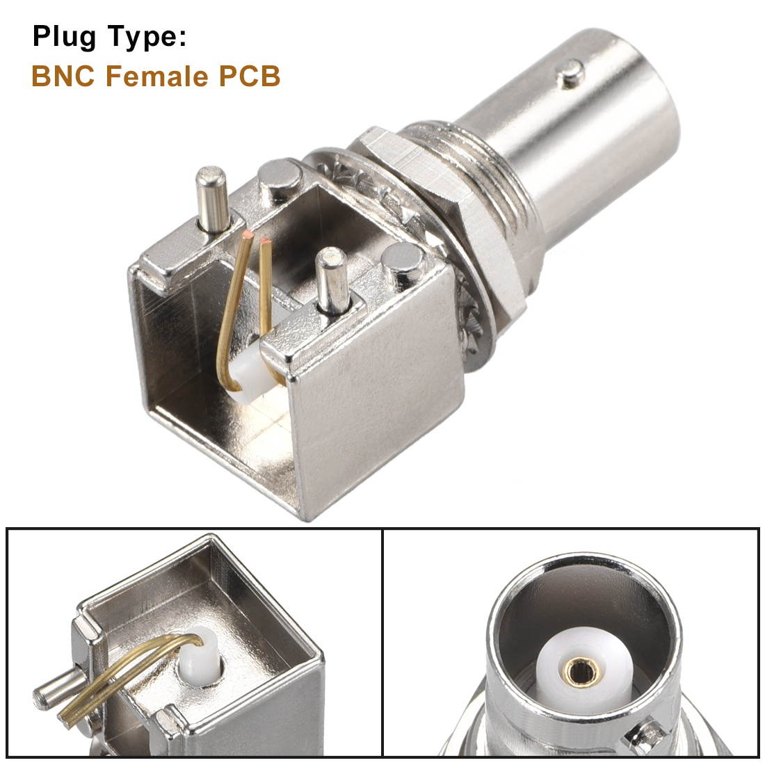 BNC Female PCB Coaxial Connectors Right Zinc Alloy Adapter 5pcs