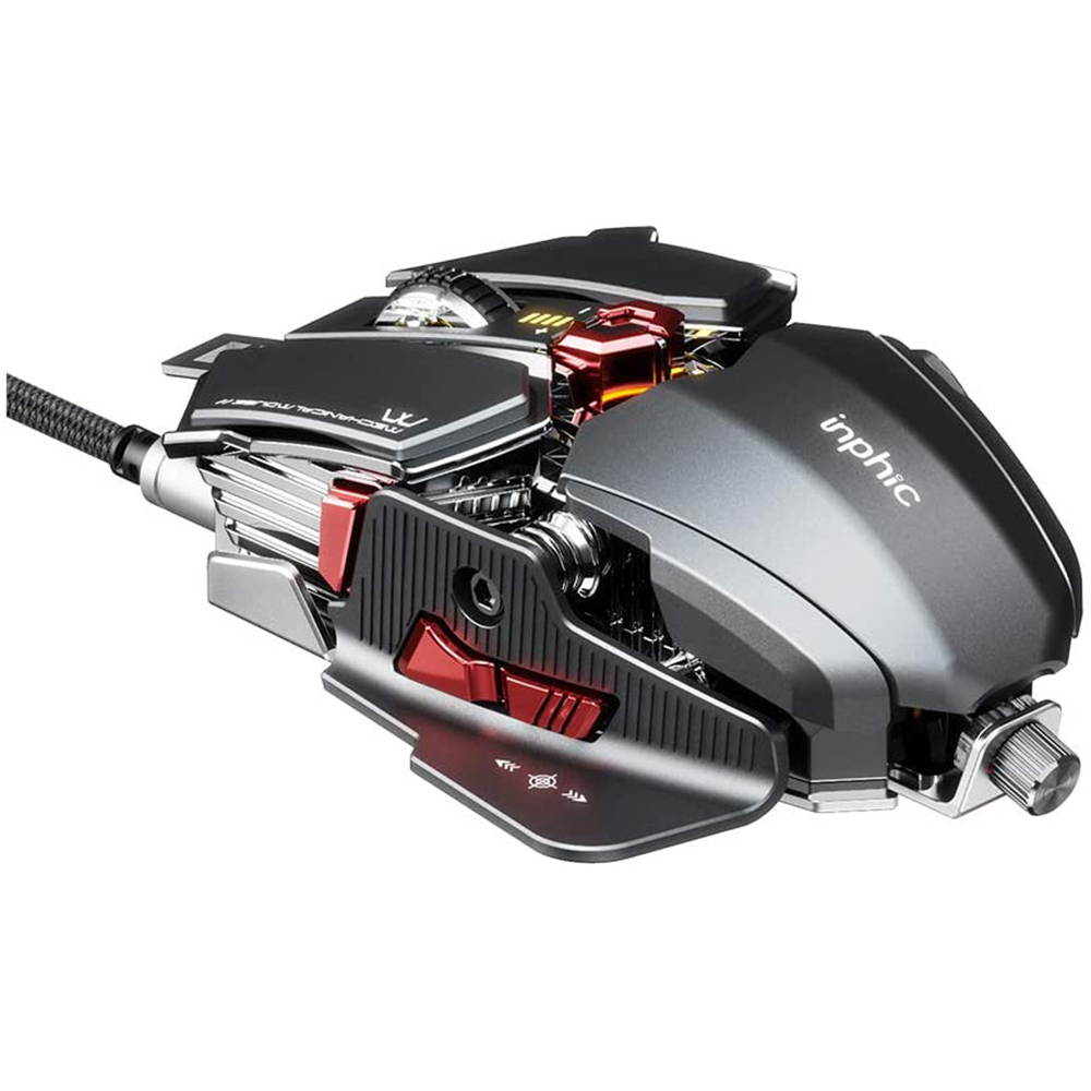 Gaming Mouse,  Wired Mouse for Office or FPS Gamers, Adjustable Mouse Length & 7 Programmable Buttons, Up to 7200 Adjustable DPI, Iron Grey