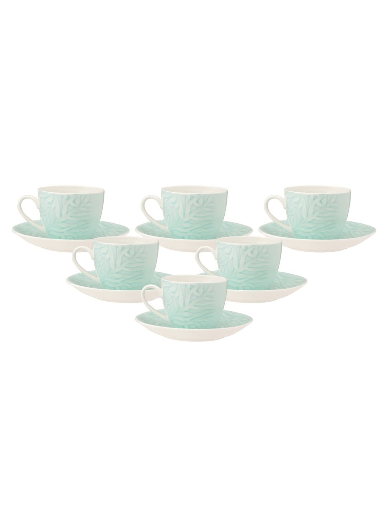 JCPL Fine Printed Green Ceramic Cup & Saucer 180 ml - Set of 12