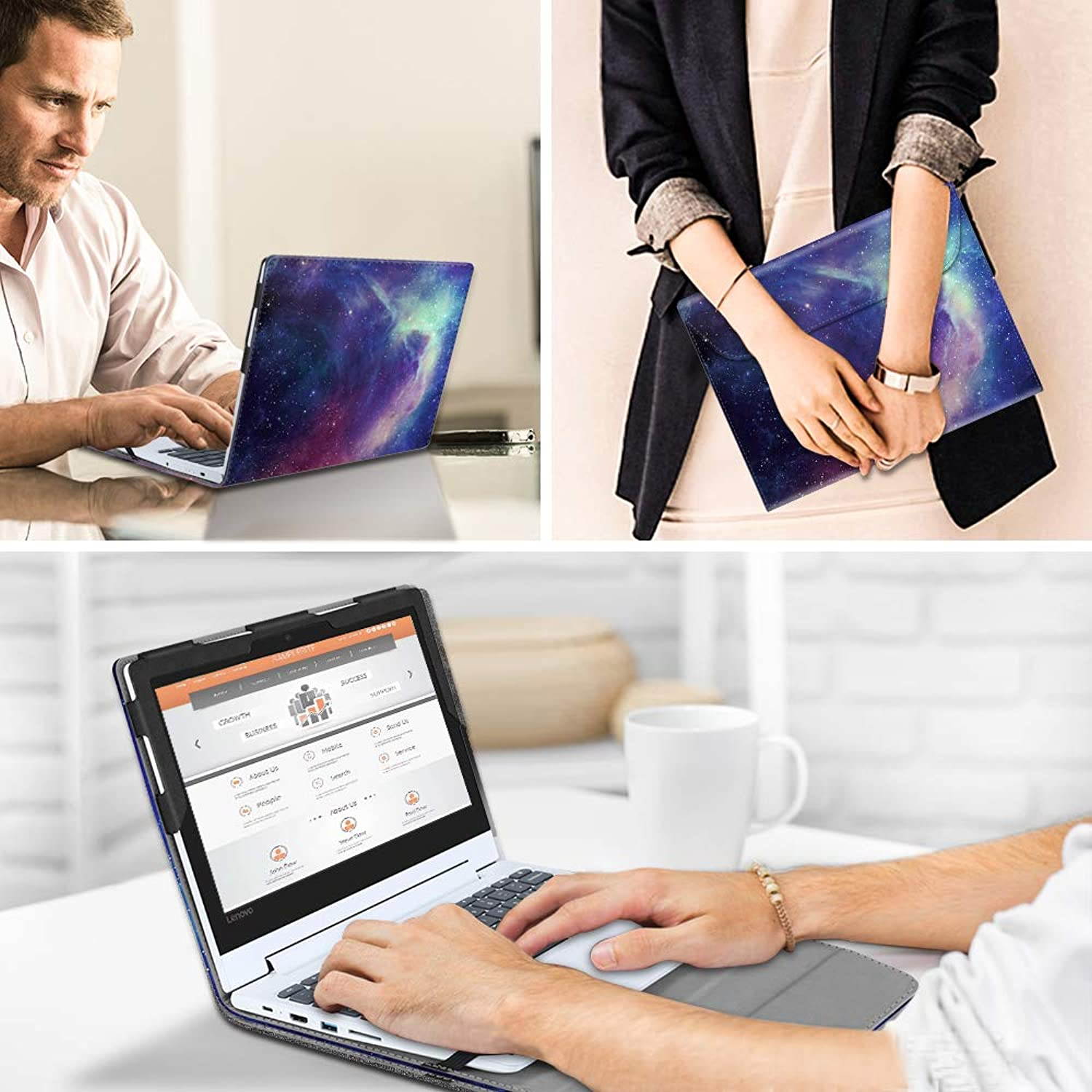 Fintie Sleeve Case for 11.6" Lenovo Chromebook C330 - Premium PU Leather Protective Portfolio Book Cover (NOT Fit Lenovo Chromebook N20p / N21 / N22 / N23 / 300E / 500E / Flex 11), Galaxy