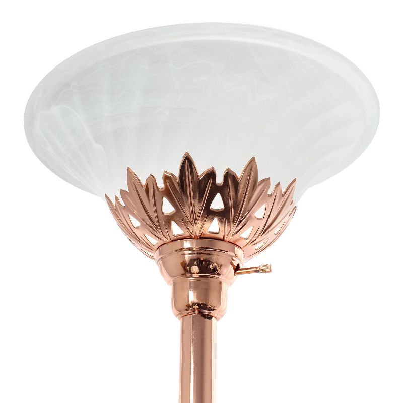 3 Light Floor Lamp with Scalloped Glass Shade Rose Gold - Elegant Designs
