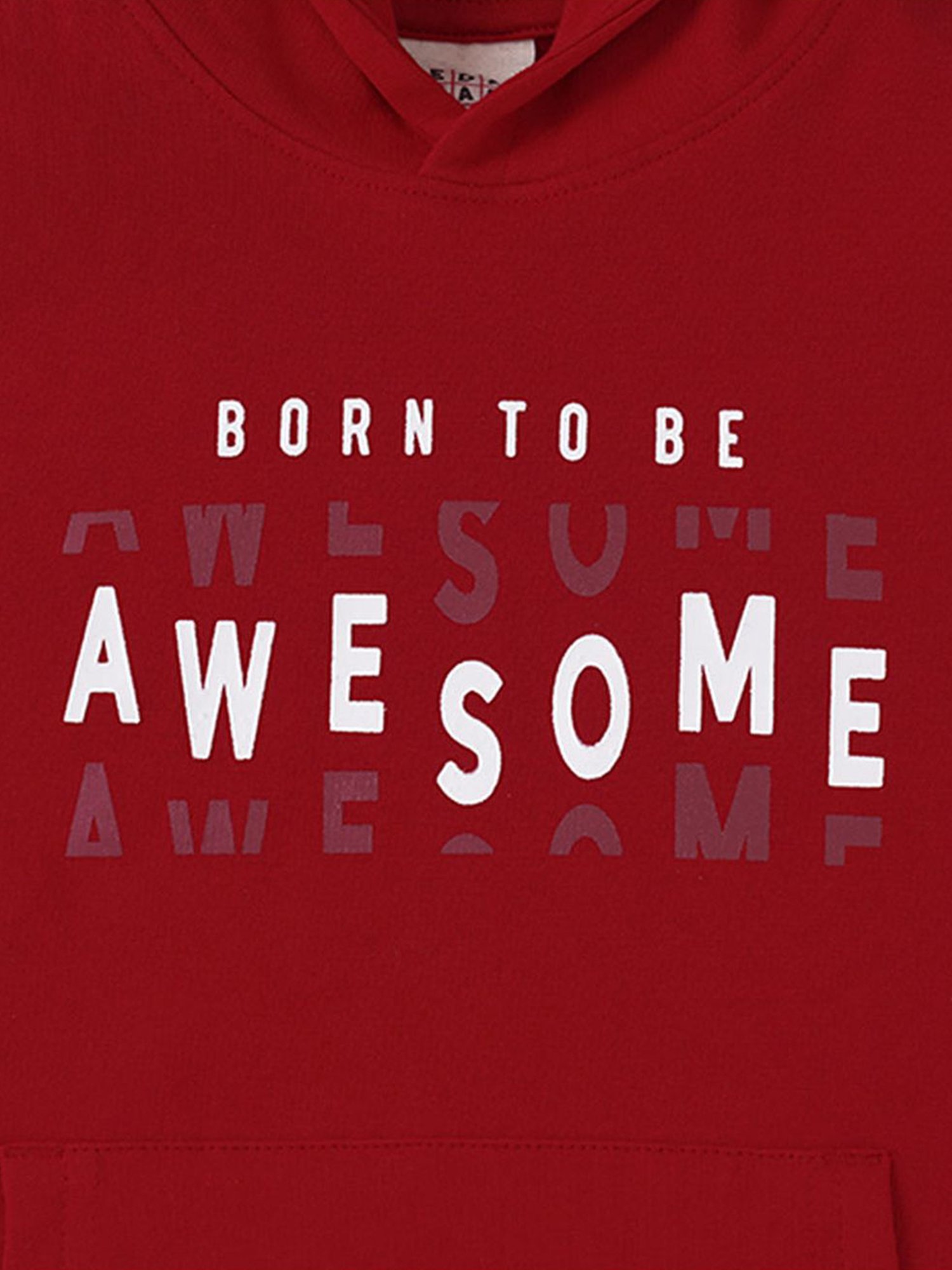 Ed-a-Mamma Kids Red Cotton Printed Full Sleeves Hoodie