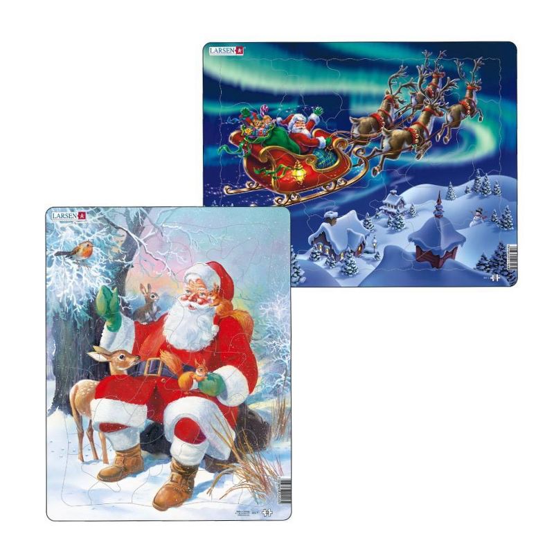 Larsen Puzzles Santa with Animals & Nordic Light Kids Puzzle Set - 2pk