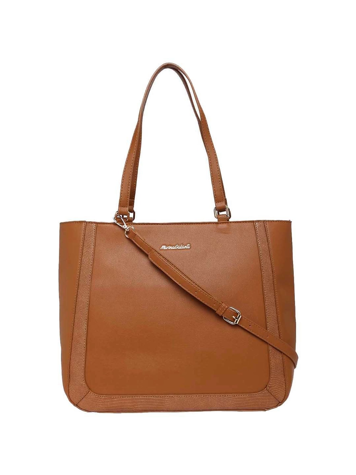 Marina Galanti Brown Solid Medium Tote Handbag