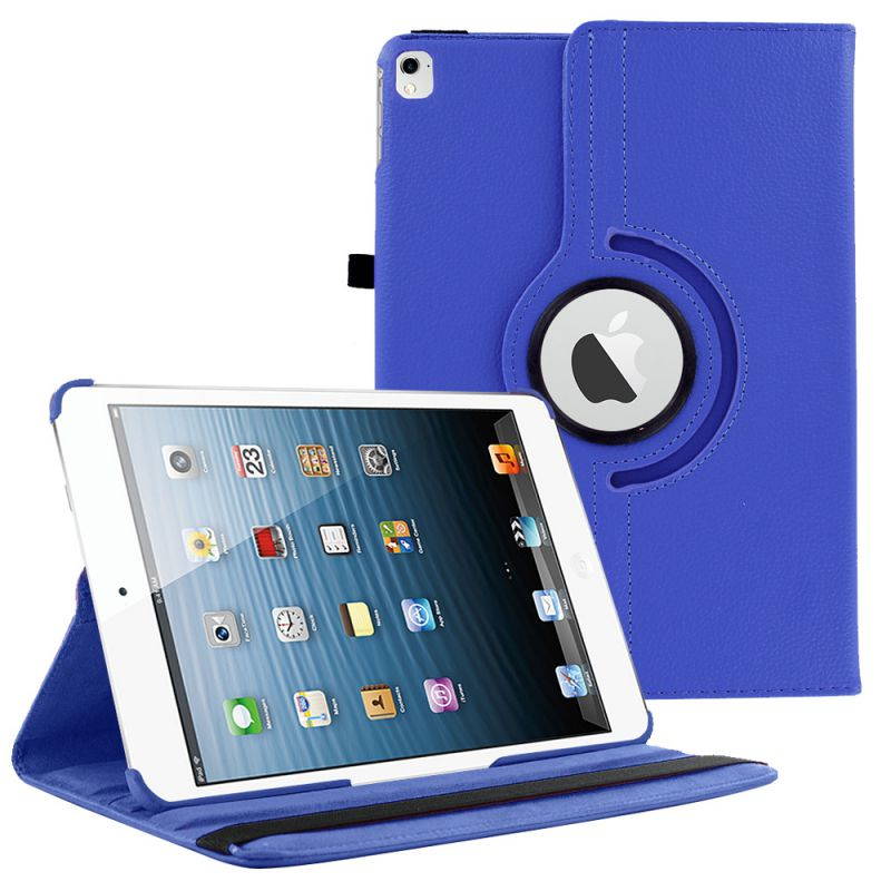 KIQ 360 Rotating Swivel PU Leather Protection Case Cover Multi-Angle View Stand For Apple iPad Pro 9.7-inch (Dark Blue)