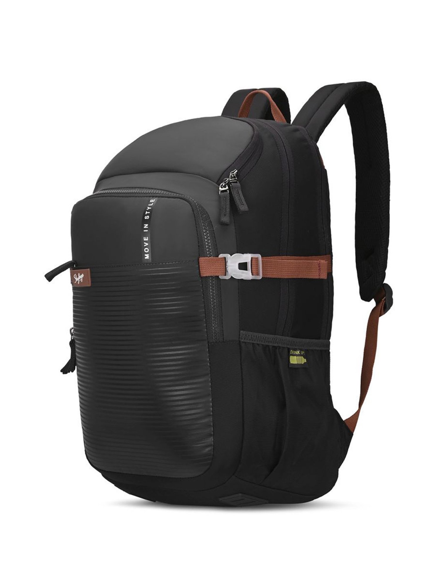 Skybags Protech Dark Grey Polyester Printed Laptop Backpack - 25 Ltrs