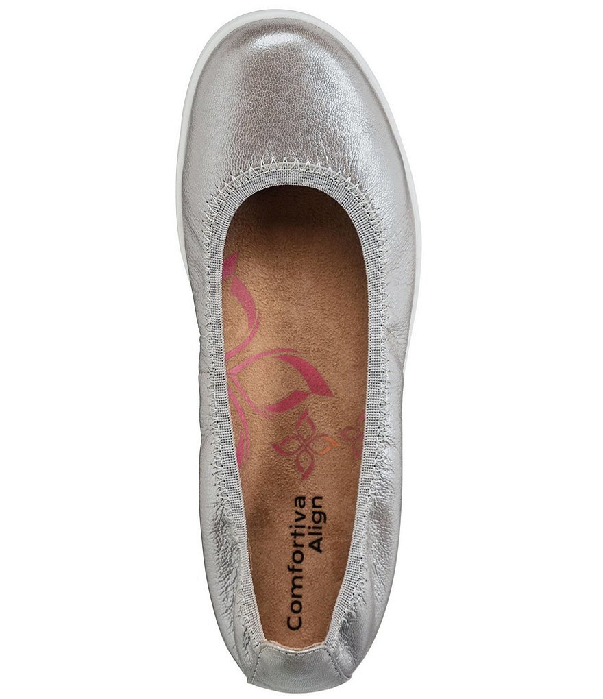 Comfortiva Grace Metallic Leather Elastic Skimmers Flats