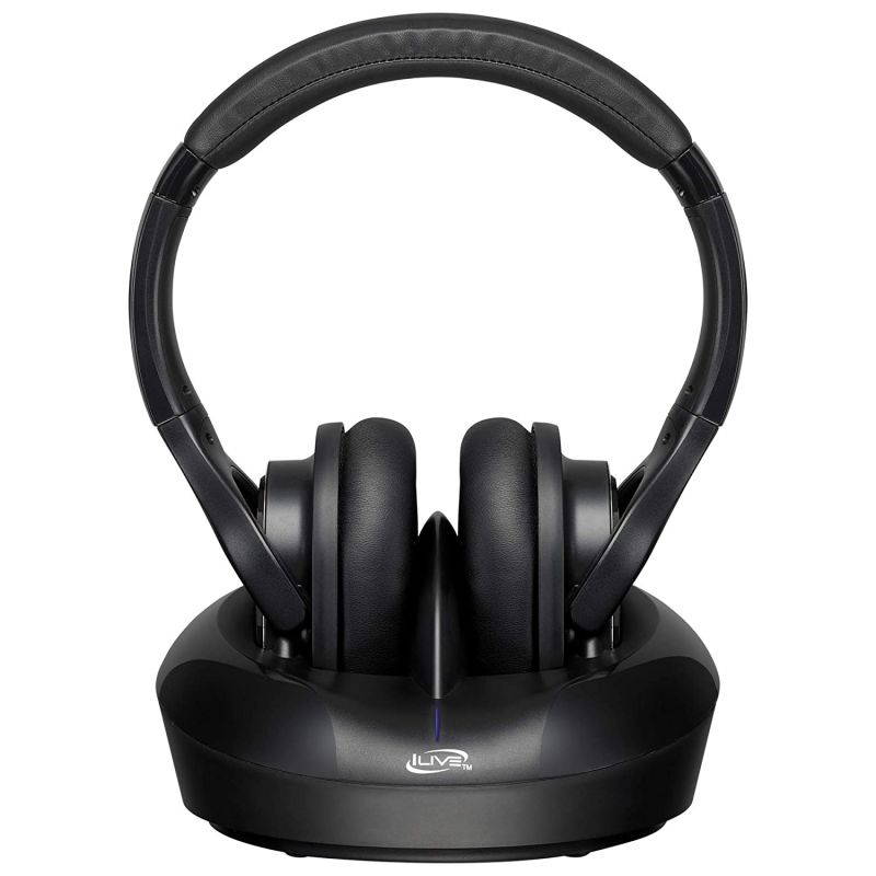 iLive Radio Frequency Wireless Headphones with Transmitter/Charging Dock, Black (IAHRF79B)