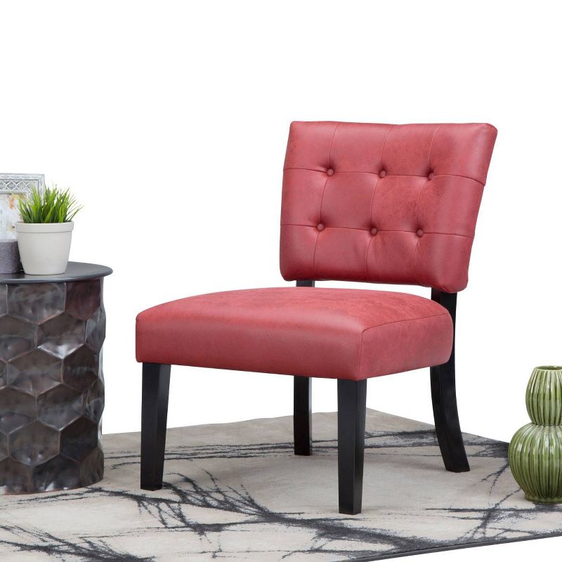 24" Barkley Accent Chair Ruby Red Faux Air Leather - WyndenHall