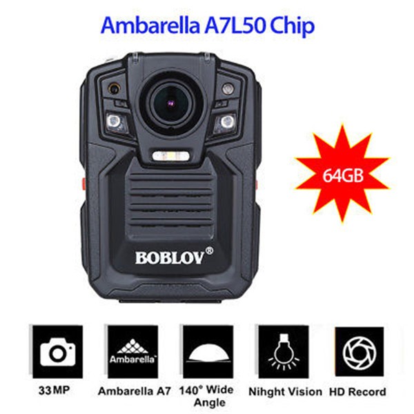 64GB Ambarella A7L50 Super HD 1296P Waterproof Police Body Worn Camera IR Light