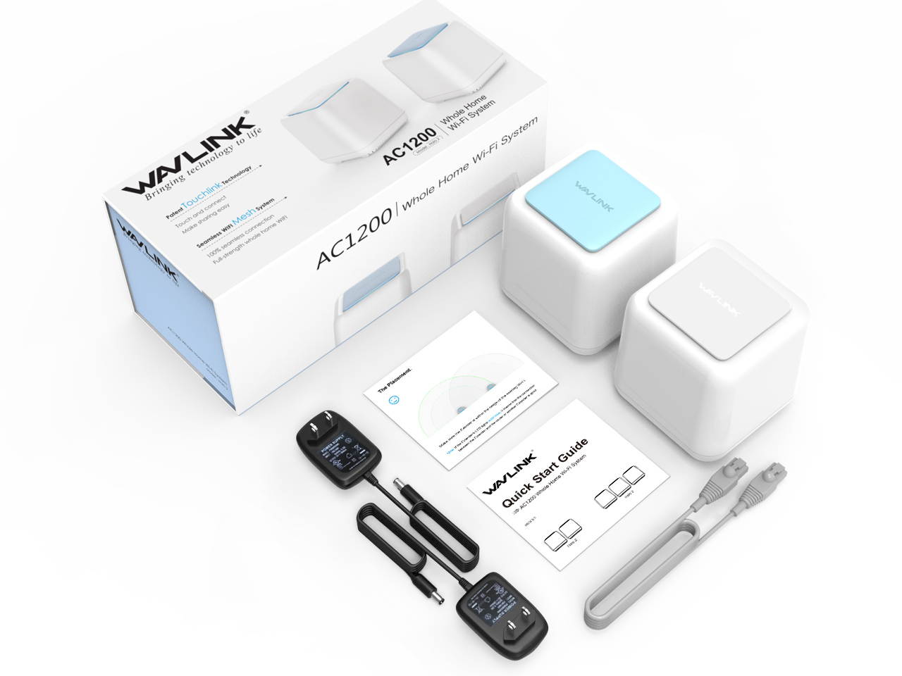 Whole Home Wifi - Wavlink Halo 2 Whole Home Mesh WiFi System, Plug and Play, Touch- link Technology, Parental Controls, Gigabit Ports, AC1200 WIFI Mesh Replace WiFi Router and Range Extenders