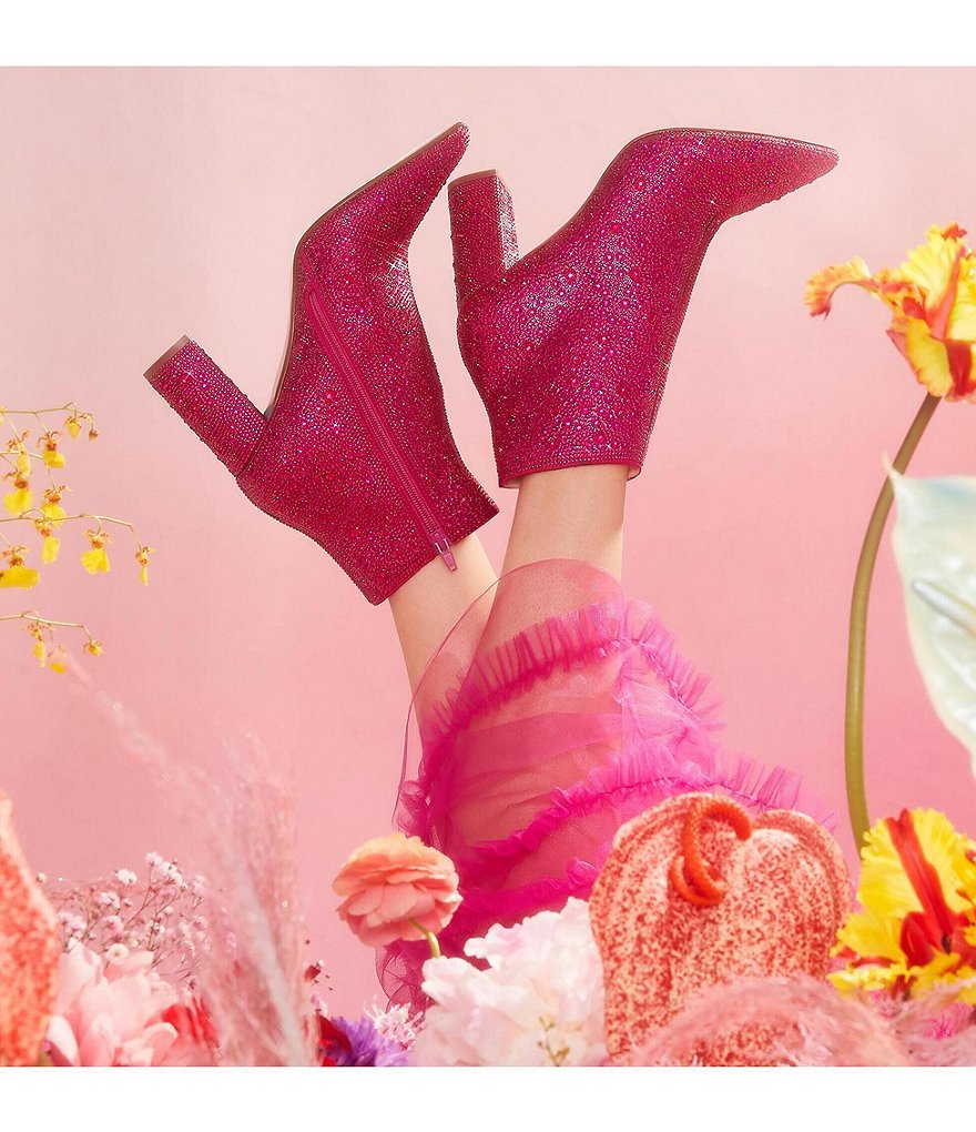 Blue by Betsey Johnson Cady Rhinestone Embellished Block Heel Booties