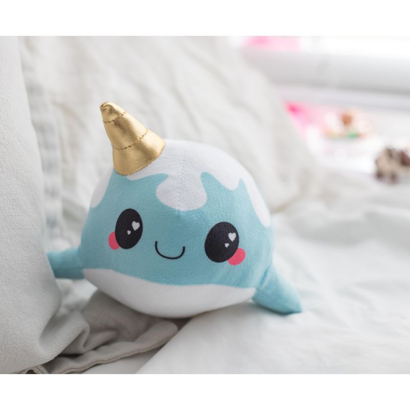 Se7en20 Glitter Galaxy 6-Inch Ice Cream Cone Horn Blue Narwhal Collectible Plush