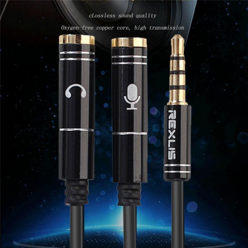 3.5mm Headset Adapter Y Splitter Jack Cable with Separate Microphone and Audio Headphone