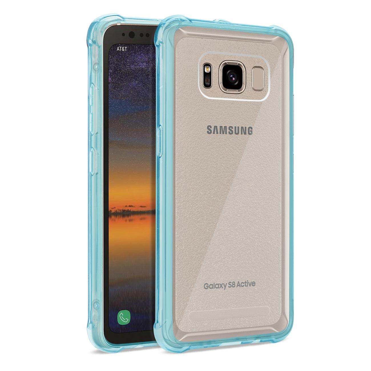 Reiko Samsung Galaxy S8 Active Clear Bumper Case With Air Cushion Protection In Clear Navy