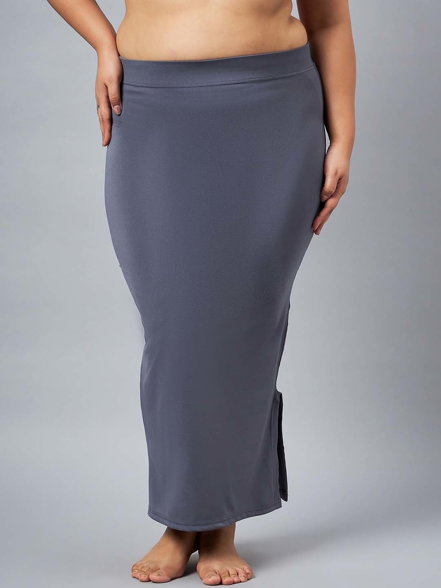 Secrets By ZeroKaata Beige & Grey Plain Saree Shapewear - Pack Of 2