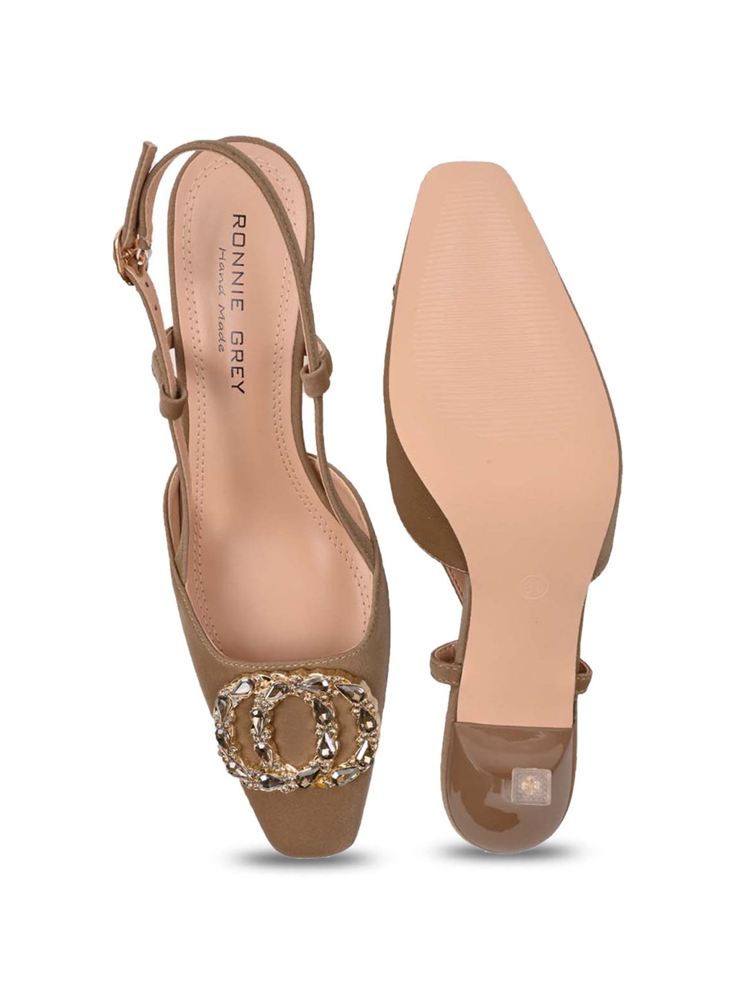 Ronnie Grey Women's Khaki Back Strap Stilettos