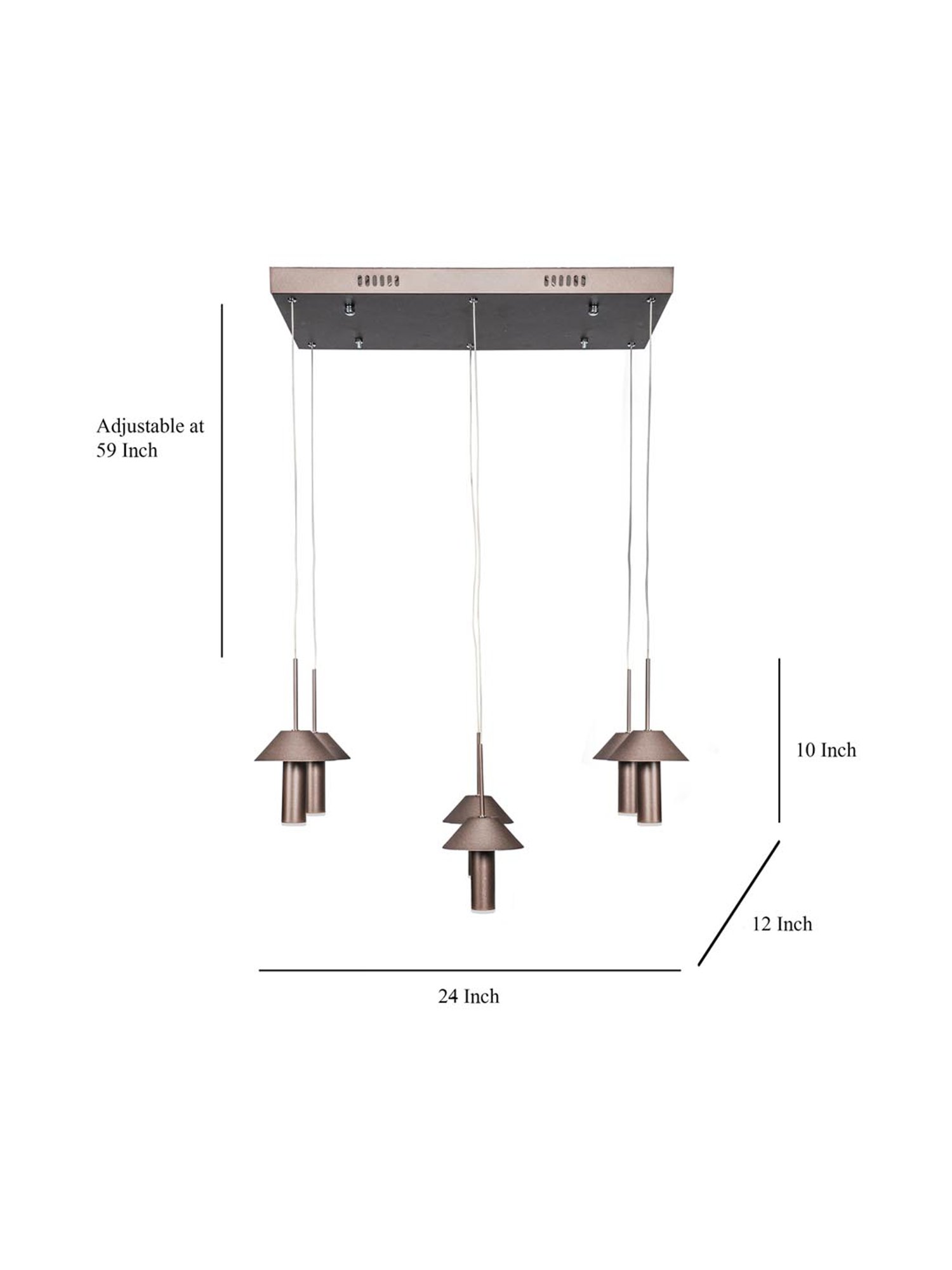 Kapoor E Illuminations Dorcia Brown Metal Hat Drop LED Hanging Light - Set of 1