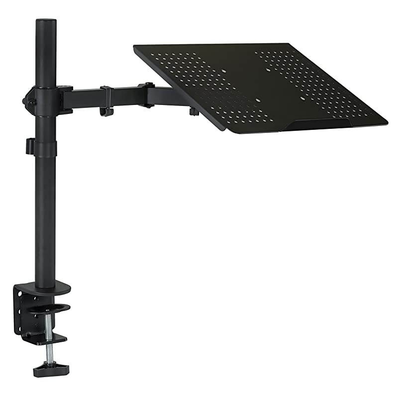 Laptop Desk Stand Mount | Articulating Vented Laptop Tray Mount | Fully Adjustable Laptop Arm Mount | Single Laptop Desk Extension with C-Clamp | Heavy-Duty Laptop Desk Stand (MI-4352LT)