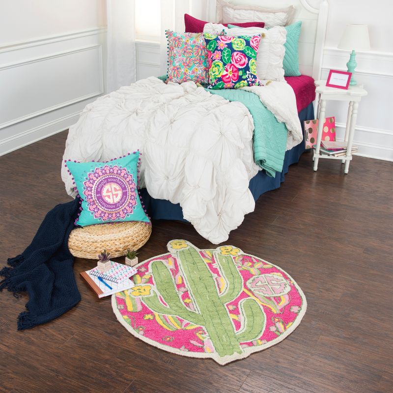 3'X3' Tufted Cactus Round Accent Rug Pink - Rizzy Home