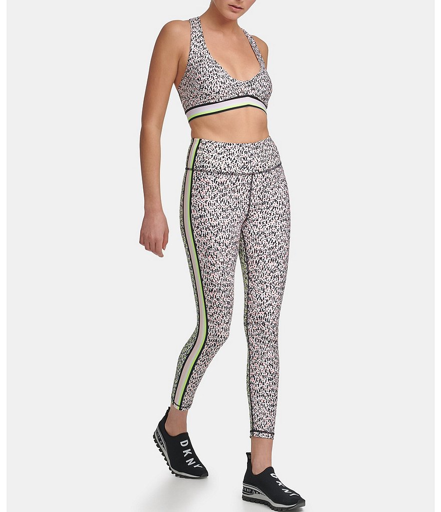 DKNY Sport Confetti Print High Waist 7/8 Pull-On Leggings