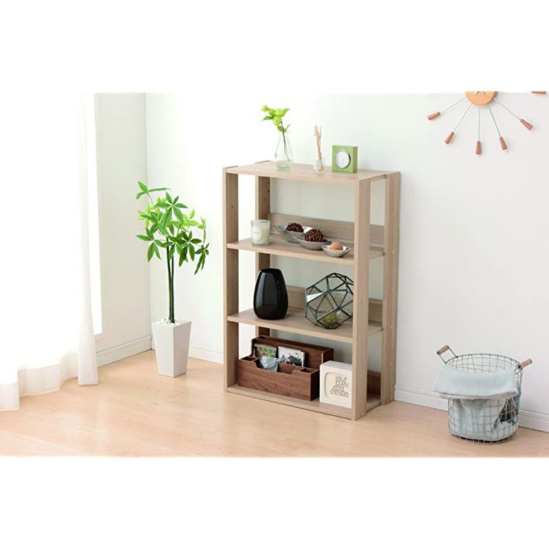 USA OWR600N 3Shelf Wide Open Wood Shelving Unit Natural