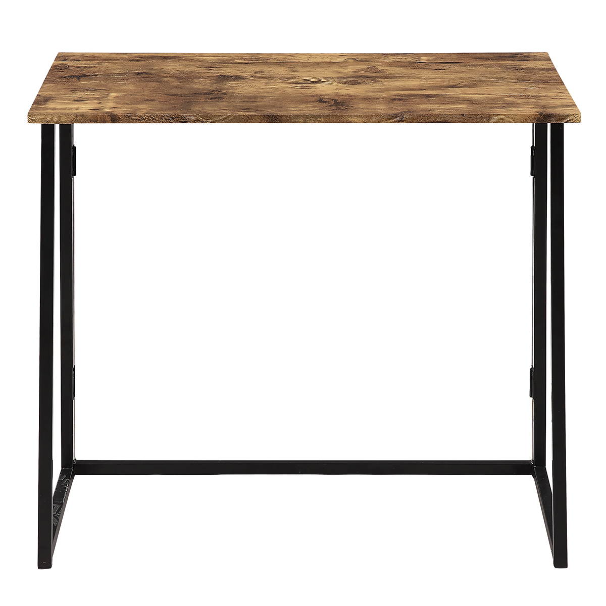 Folding Computer Desk Industrial Style Folding Laptop Table No-Assembly Small Computer Desk Gaming Desk for Small Space Offices with Brown Desktop Black Frame