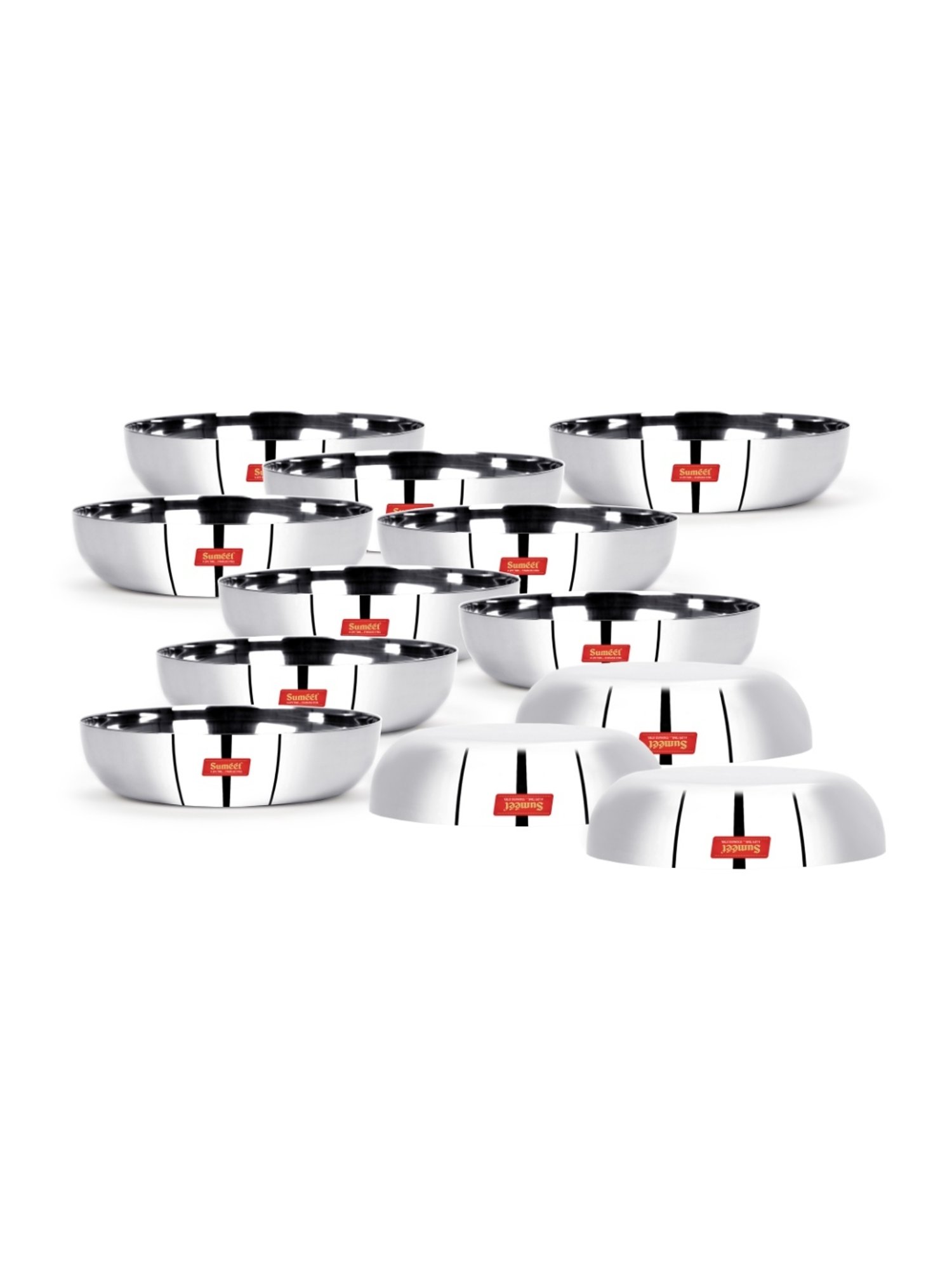 Sumeet S.S. Apple Shape Heavy Gauge Small Dessert Plates with Mirror Finish -12.8Cm Dia-Set of 12 Pc