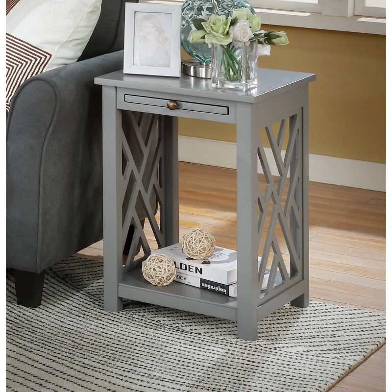 Middlebury Wood End Table with Tray Shelf and Bottom Shelf Gray - Alaterre Furniture