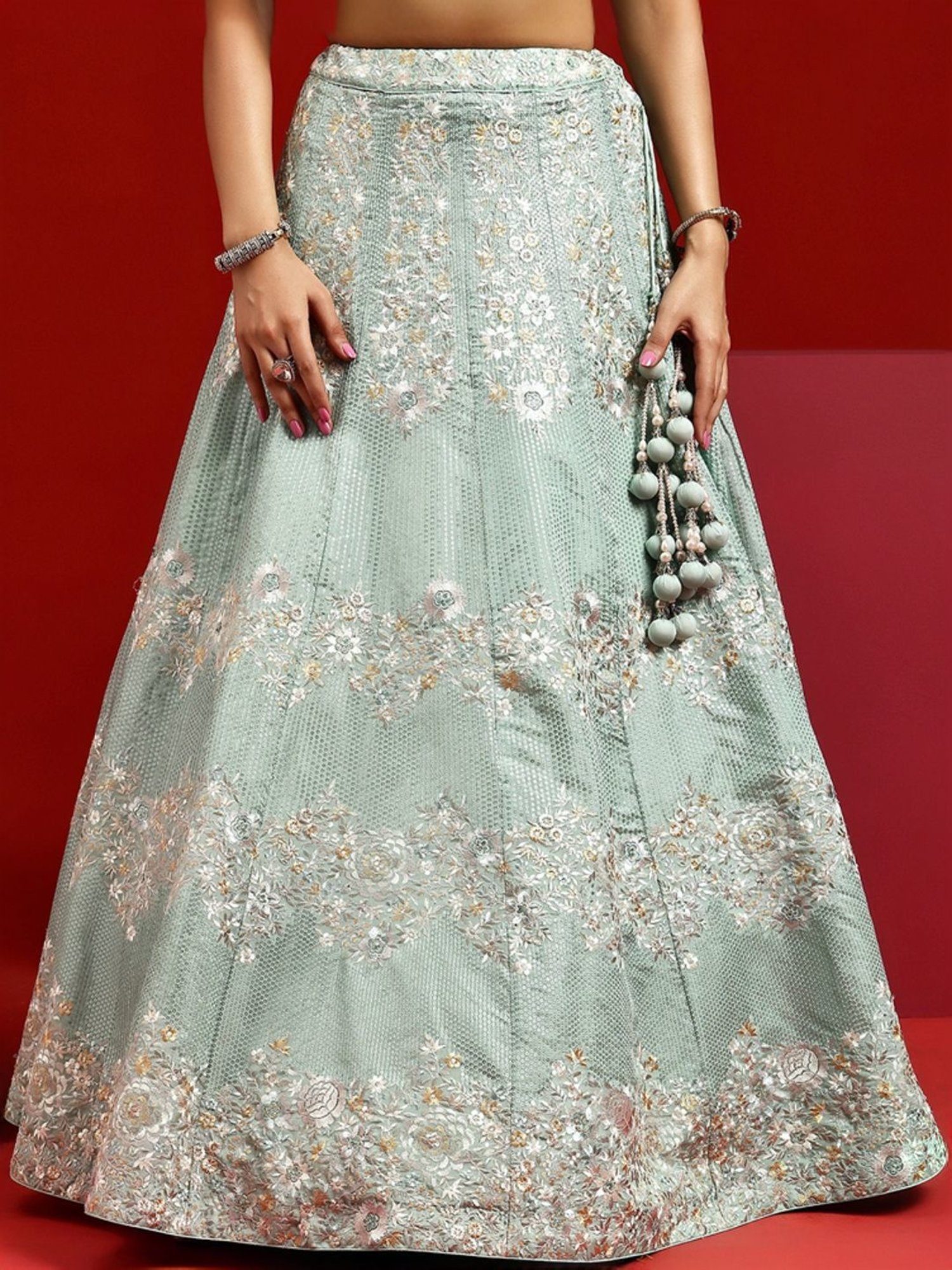 Libas Art Green Embroidered Lehenga Choli Set With Dupatta