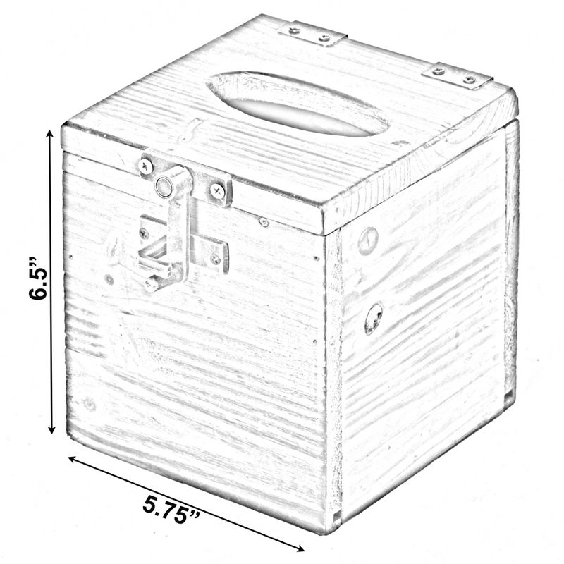 Vintiquewise Square Wooden Rustic Lockable Tissue Box Cover Holder