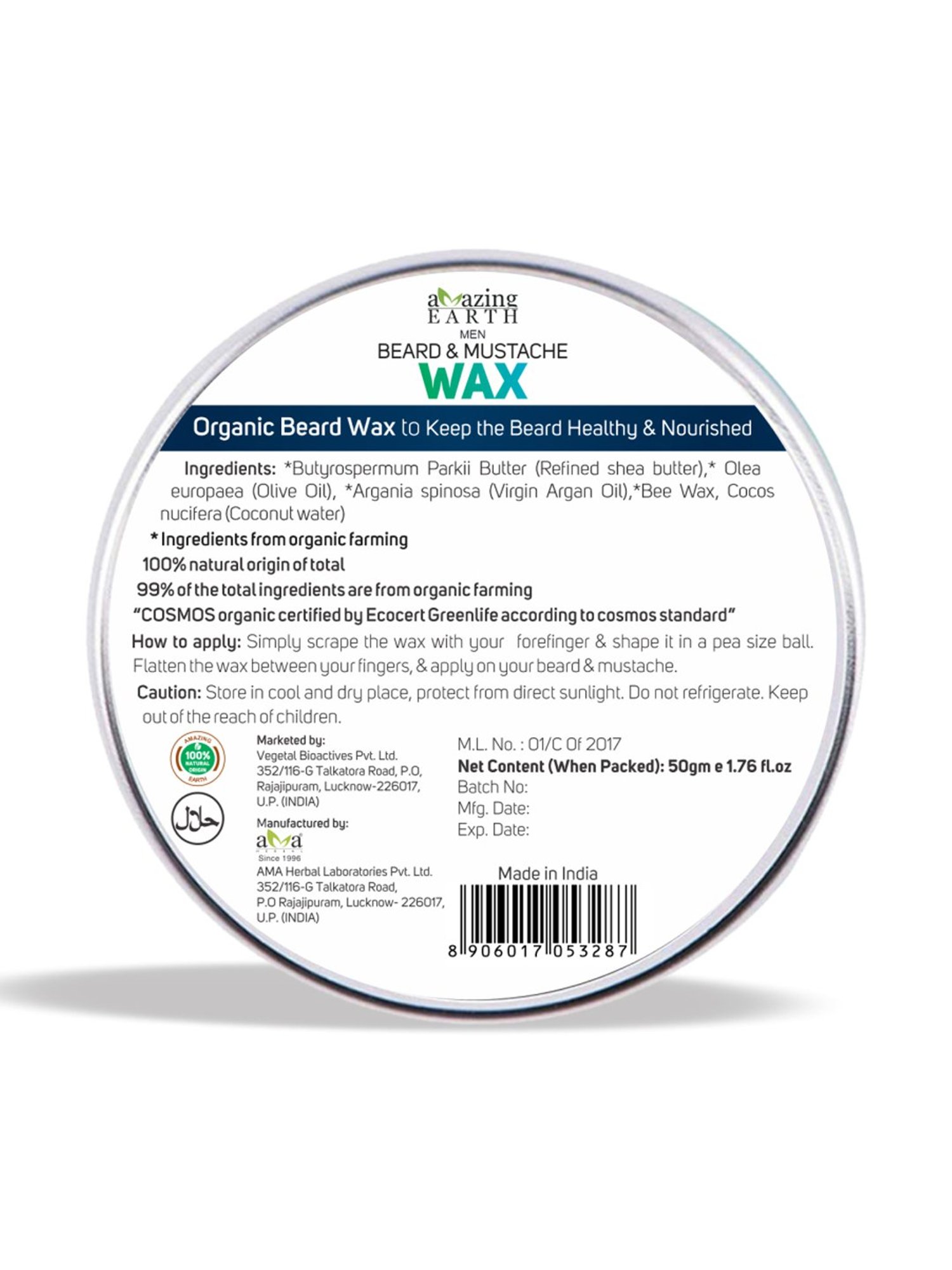 Amazing Earth Beard and Mustache Wax - 100 gm