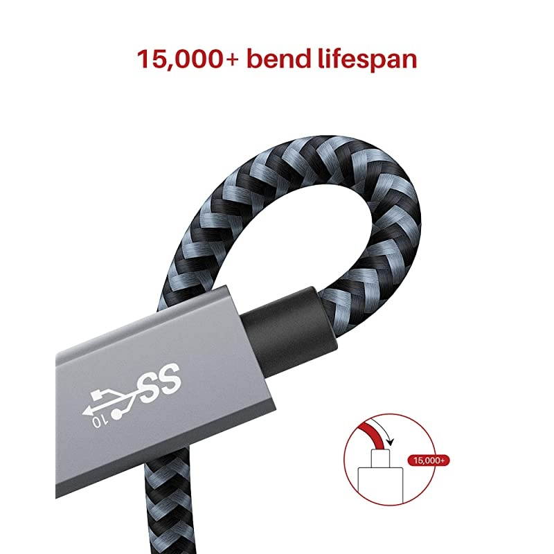 100W USB C to USB C Cable [3.3ft, 20Gbps], USB-C 3.2 Gen 2x2 Cable with PD Fast Charge and 4K Video Output, Braided Type-C Cable, for MacBook, Chromebook Pixel, Samsung, Switch