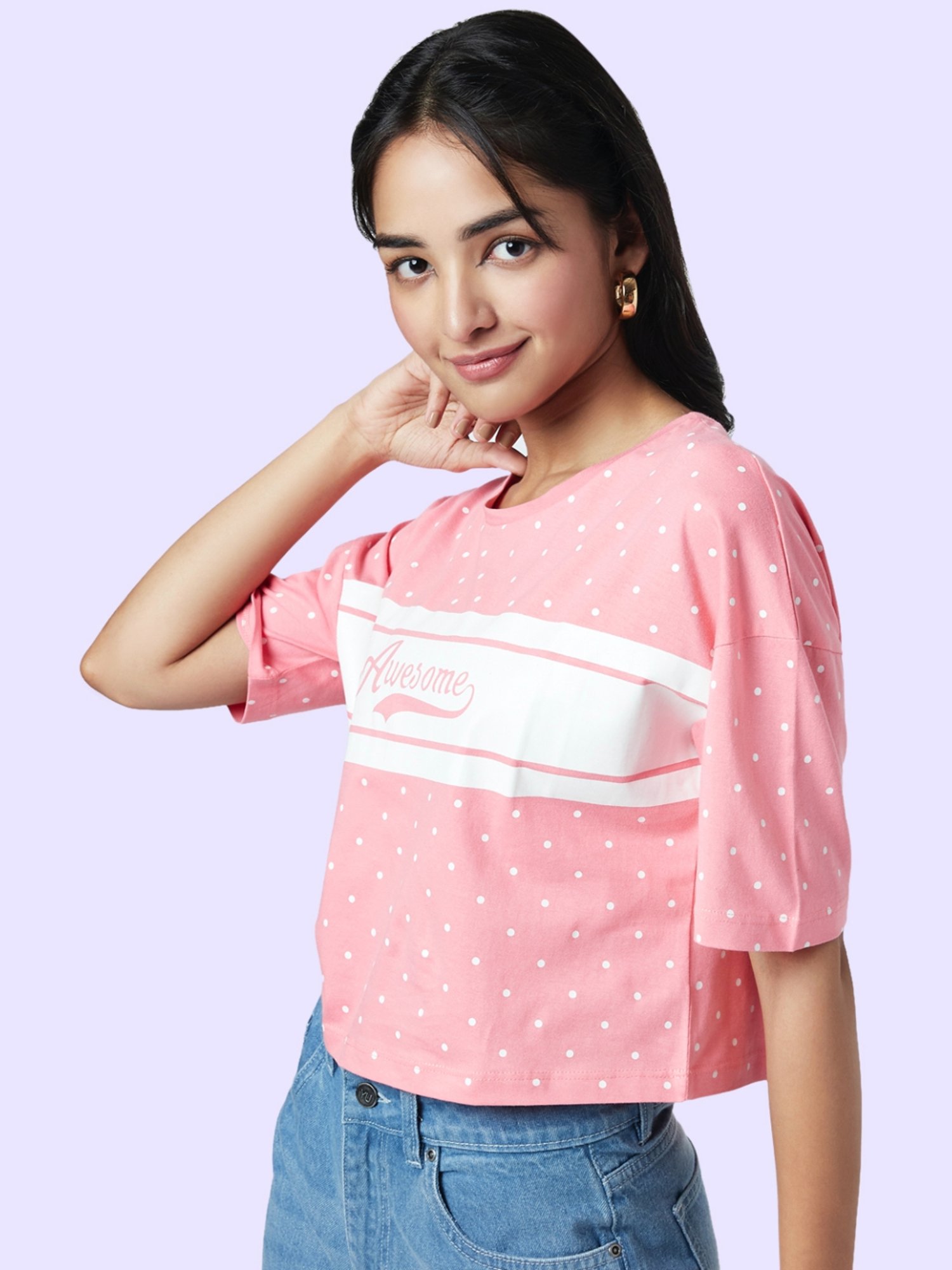 Fame Forever by Lifestyle White Cotton Printed T-Shirt