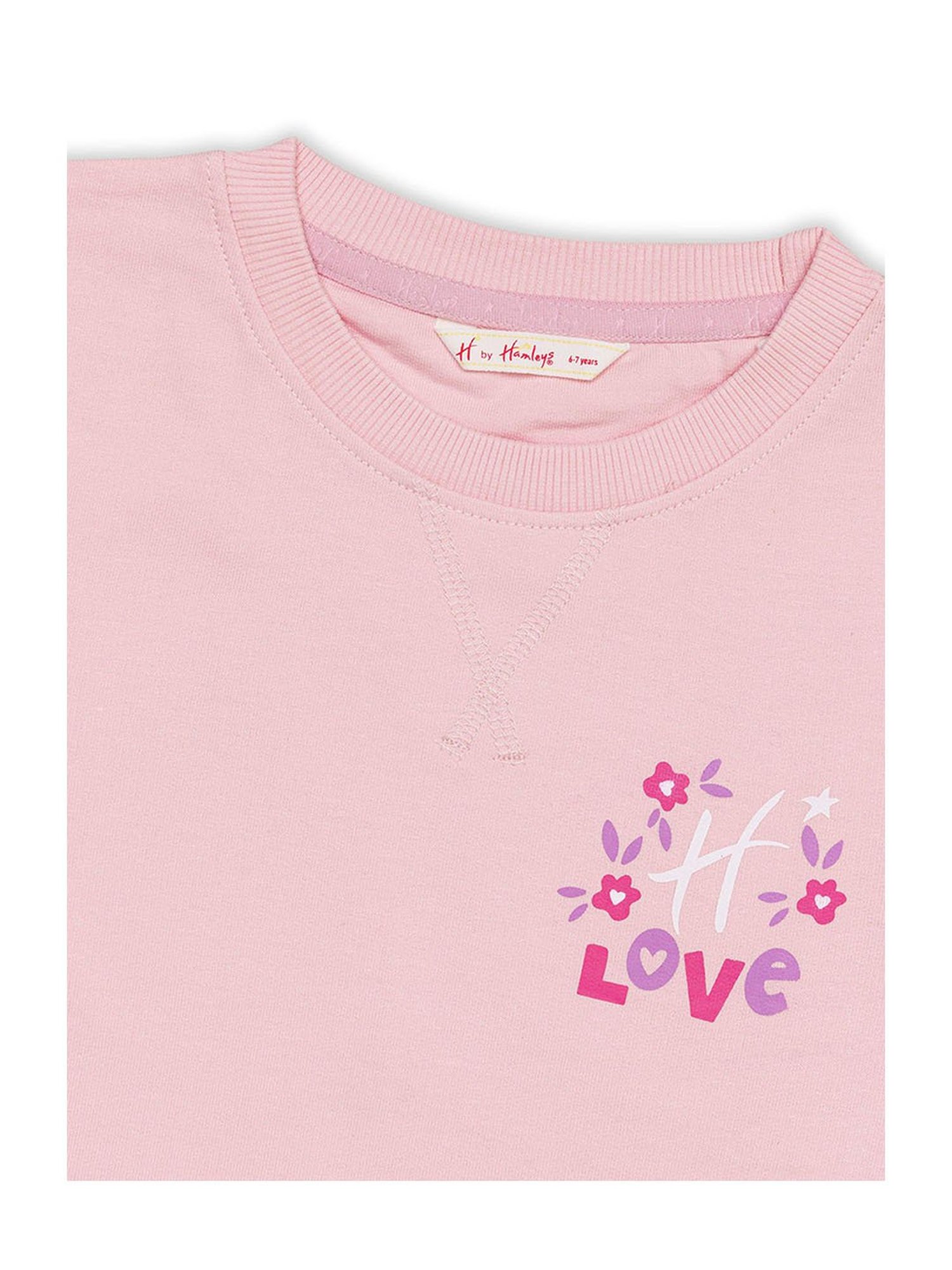 H by Hamleys Girls Light Pink Printed Full Sleeves Sweatshirt