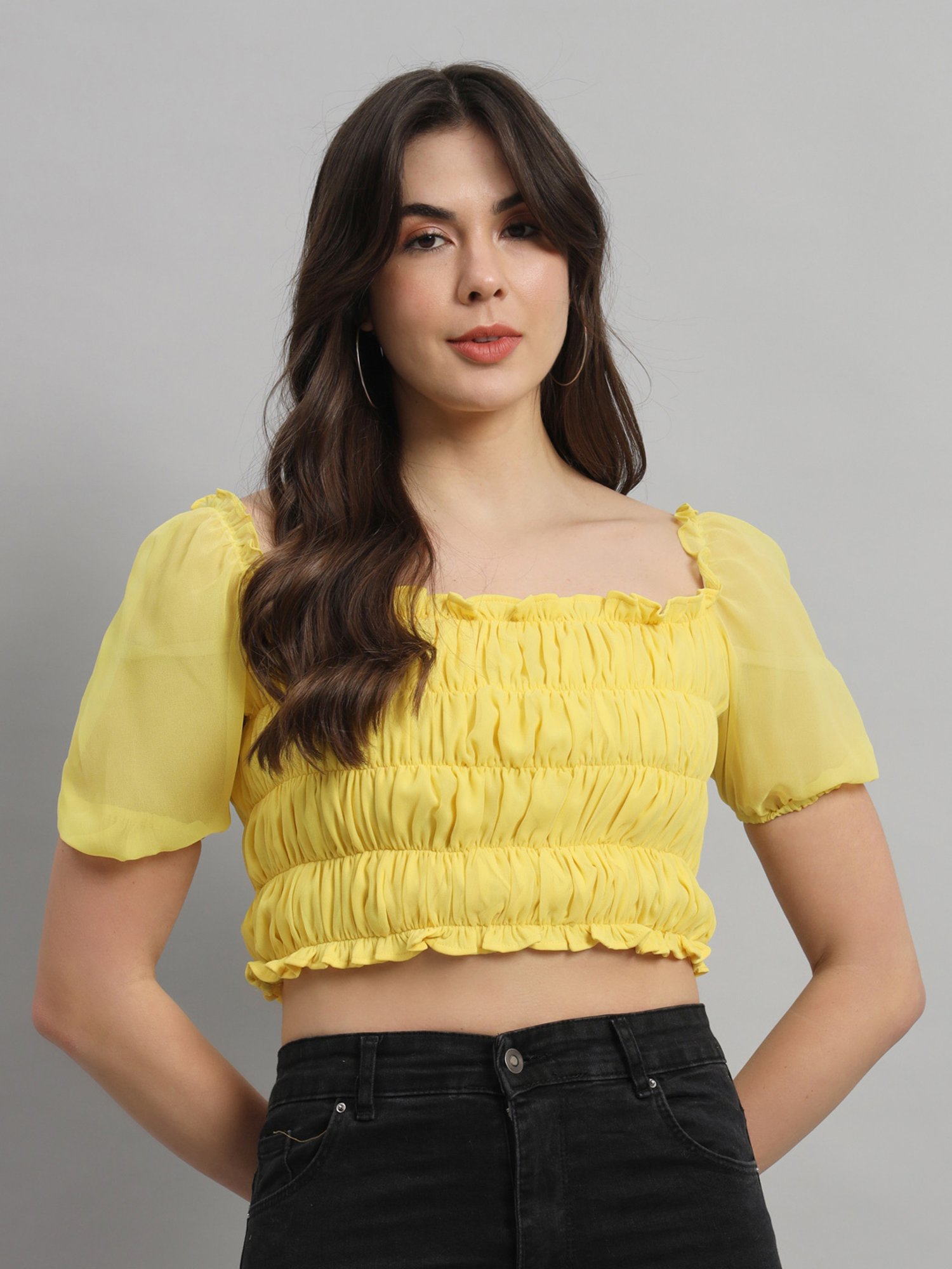 Scorpius Yellow Slim Fit Crop Top