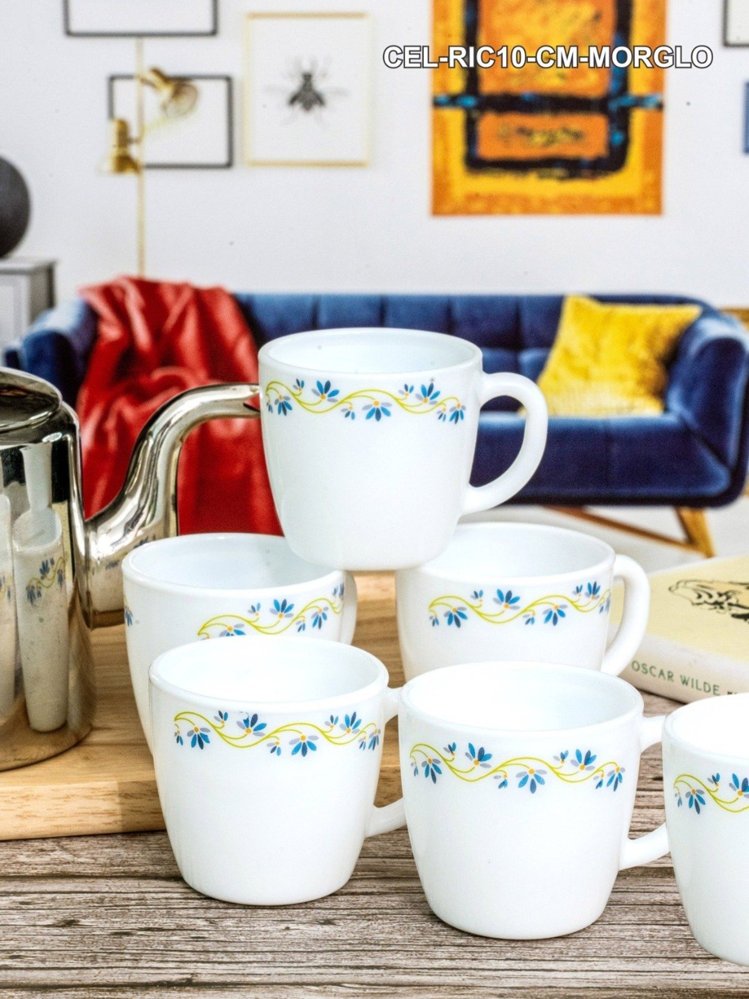 Cello White Opalware Tea & Coffee Mug - Set of 6