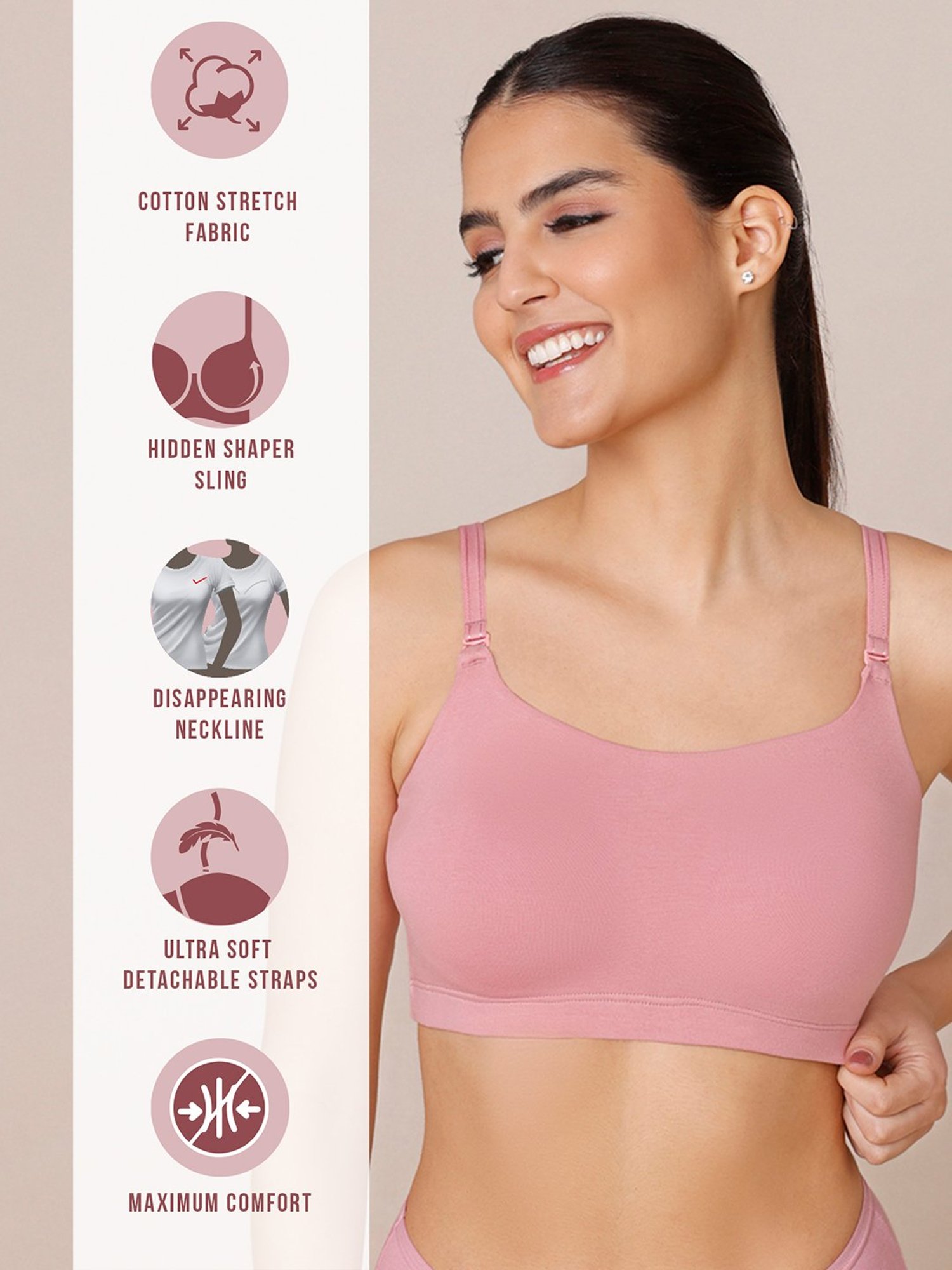 Nykd Pink Non-padded Bra