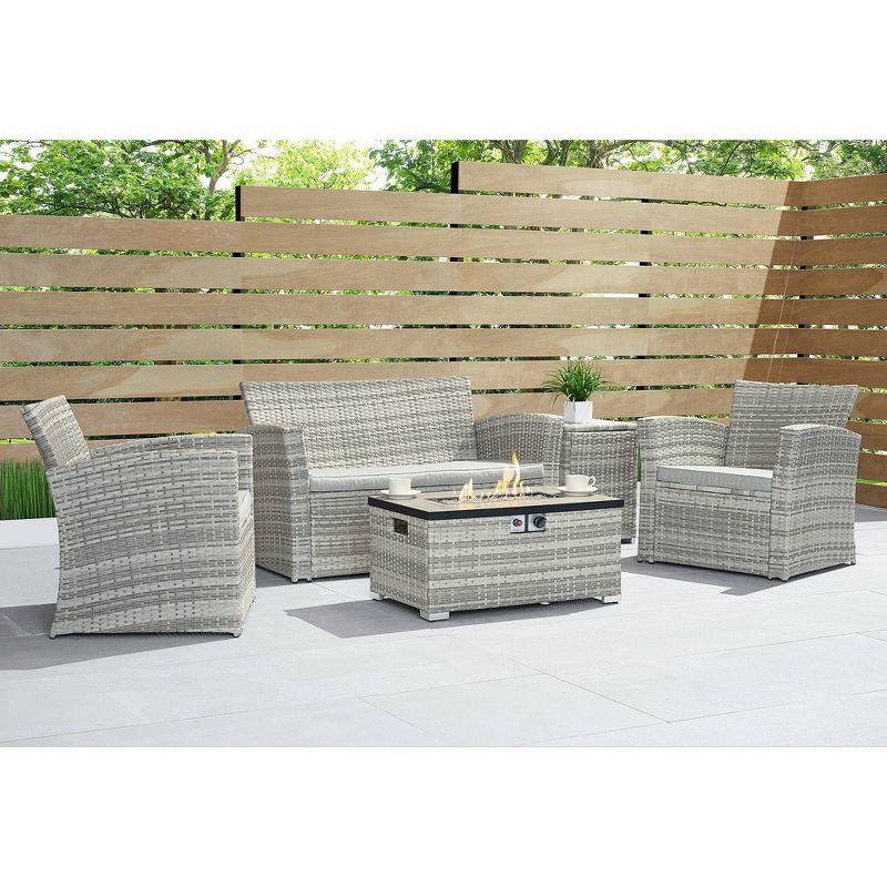 Magna 4pc Patio Fire Seating Set - Gray - Sego Lily