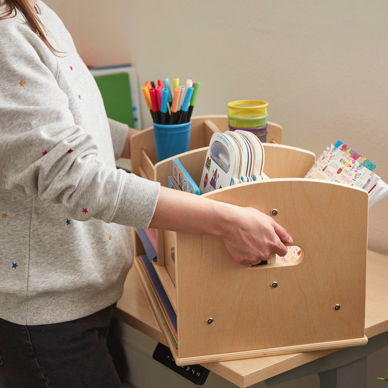 ECR4Kids Birch Tabletop Supplies Storage Center, Teacher Caddy, Wood Desktop Organizer - Natural