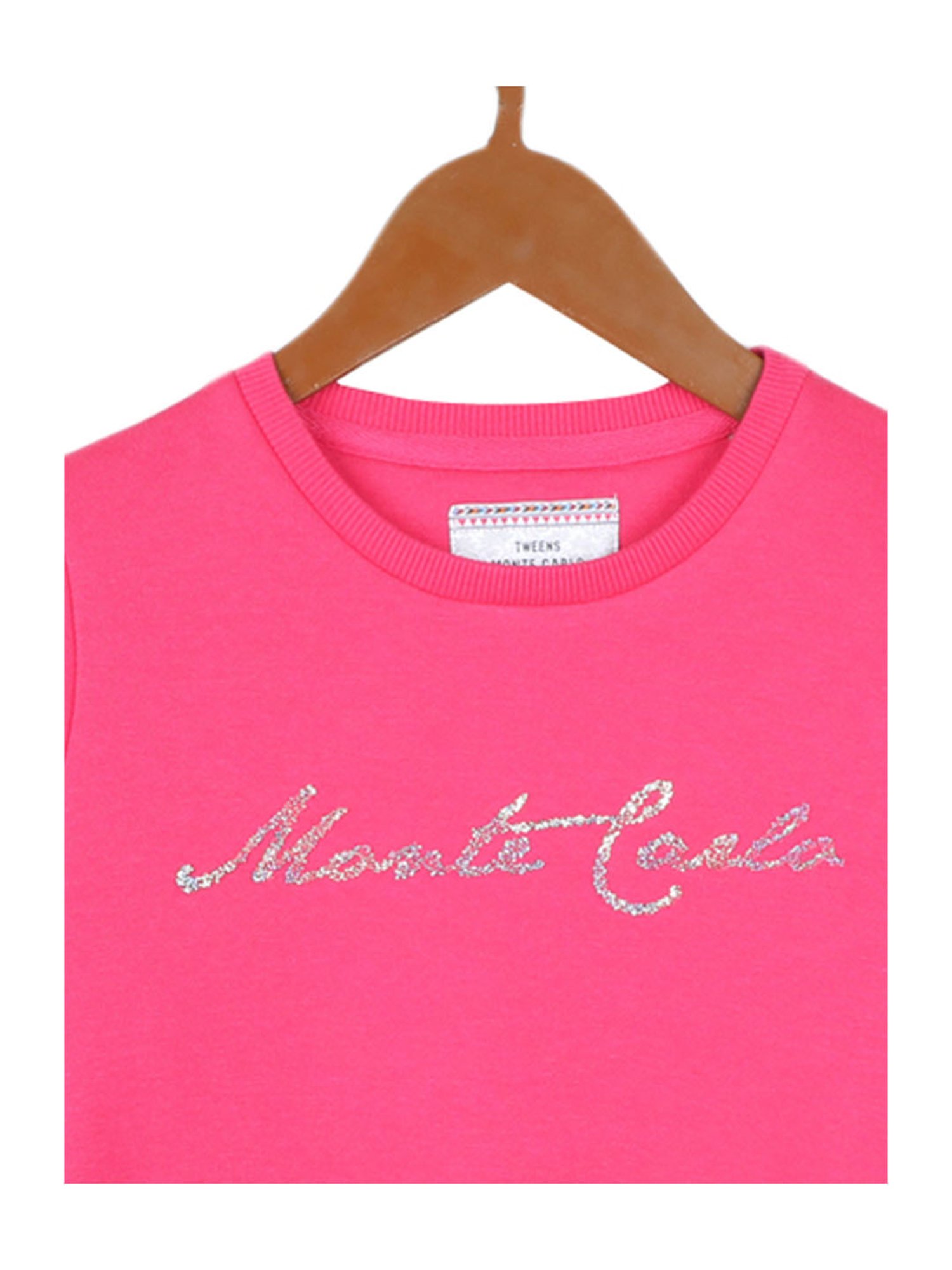 Monte Carlo Kids Pink Solid Full Sleeves Sweatshirt
