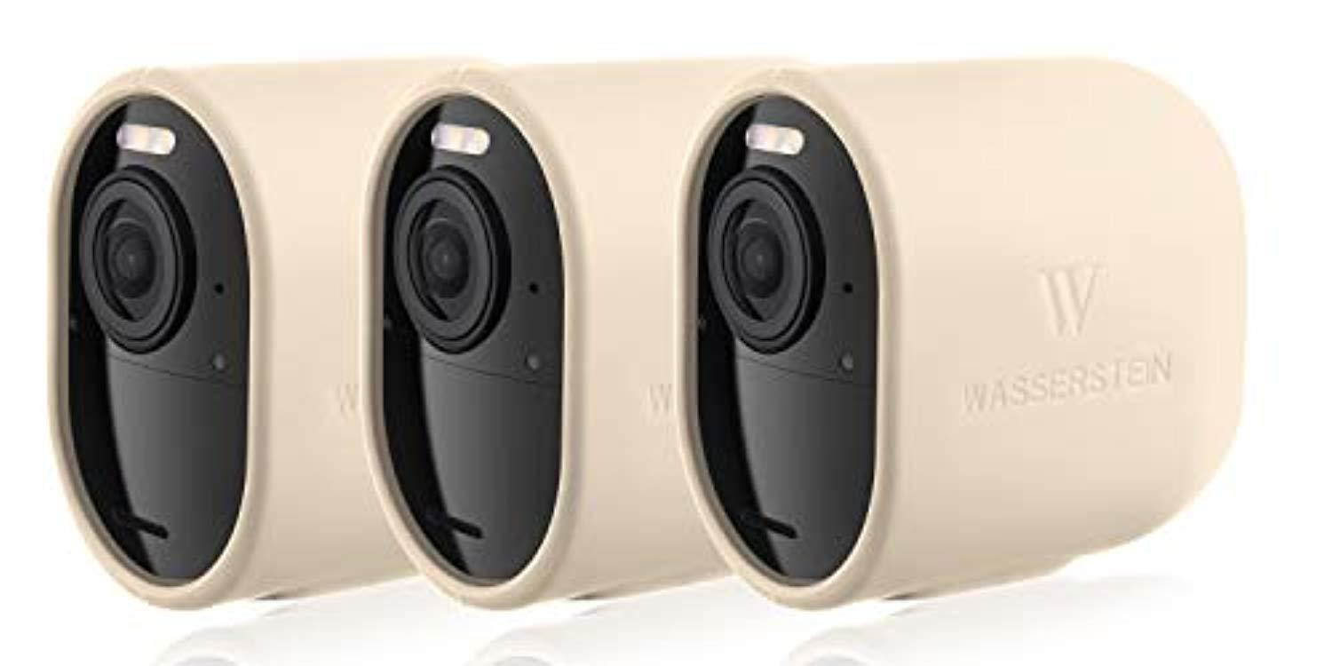 Wasserstein Protective Silicone Skins Compatible with Arlo Ultra/Ultra 2 & Arlo Pro 3 - Accessorize and Protect Your Arlo Camera (3 Pack, Beige)