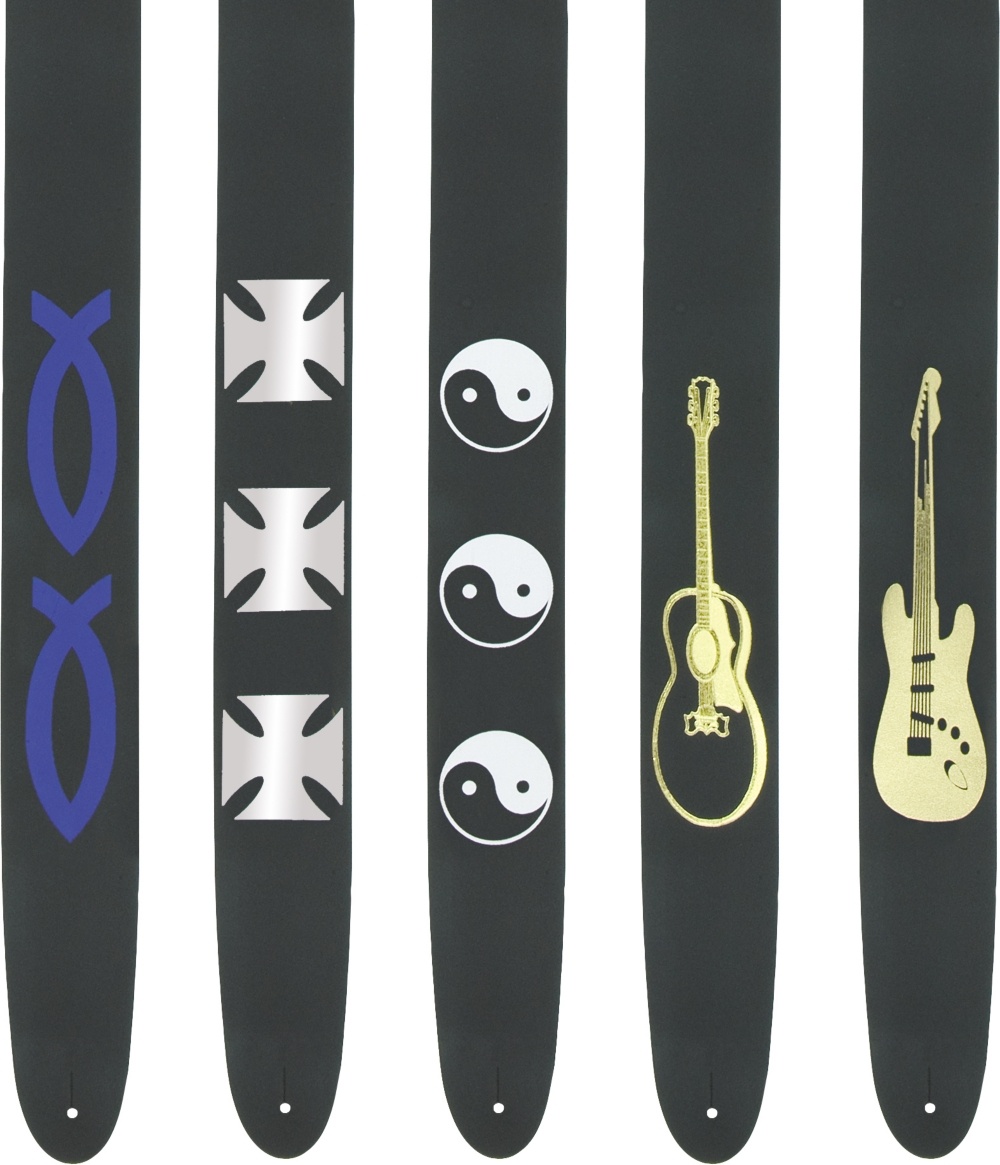 Perri's 2.5" Leather Guitar Strap with Embossed Design Blue Fish