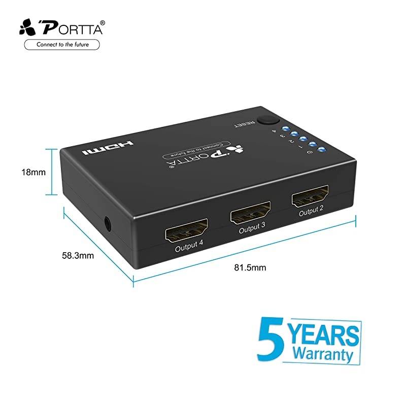 4PET0104 4 port 4-port 1-in 4-out HDMI Certified 1.4, 4Kx2k Support 3D, 1.3 compatible Amplified Splitter Switch PS3 XBOX360 Blu-ray HDTV