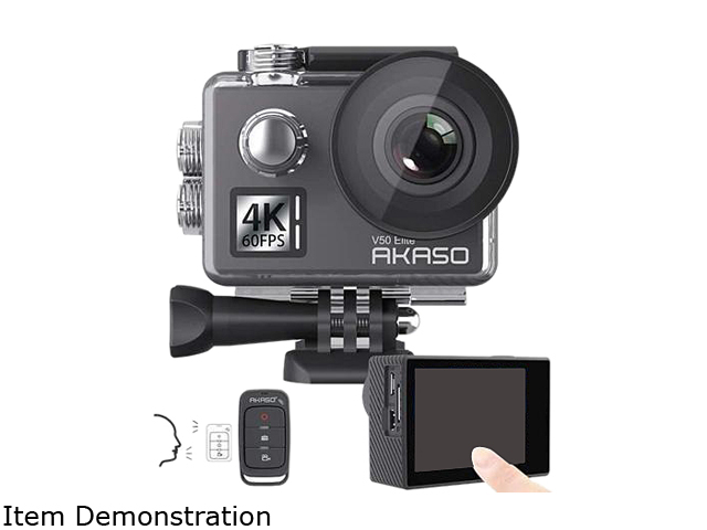 AKASO V50 Elite 4K60fps Touch Screen WiFi Action Camera Voice Control EIS 131' Waterproof Camera Adjustable View Angle 8X Zoom Remote Control Sports Camera with Helmet Accessories Kit